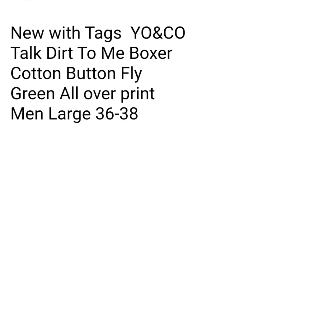 New YO & CO Talk Dirt To Me Boxer Briefs Cotton Button Fly Green Men L 36 - 38